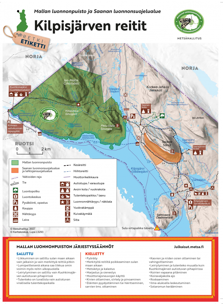 Metsähallituksen kartta Kilpisjärven reiteistä